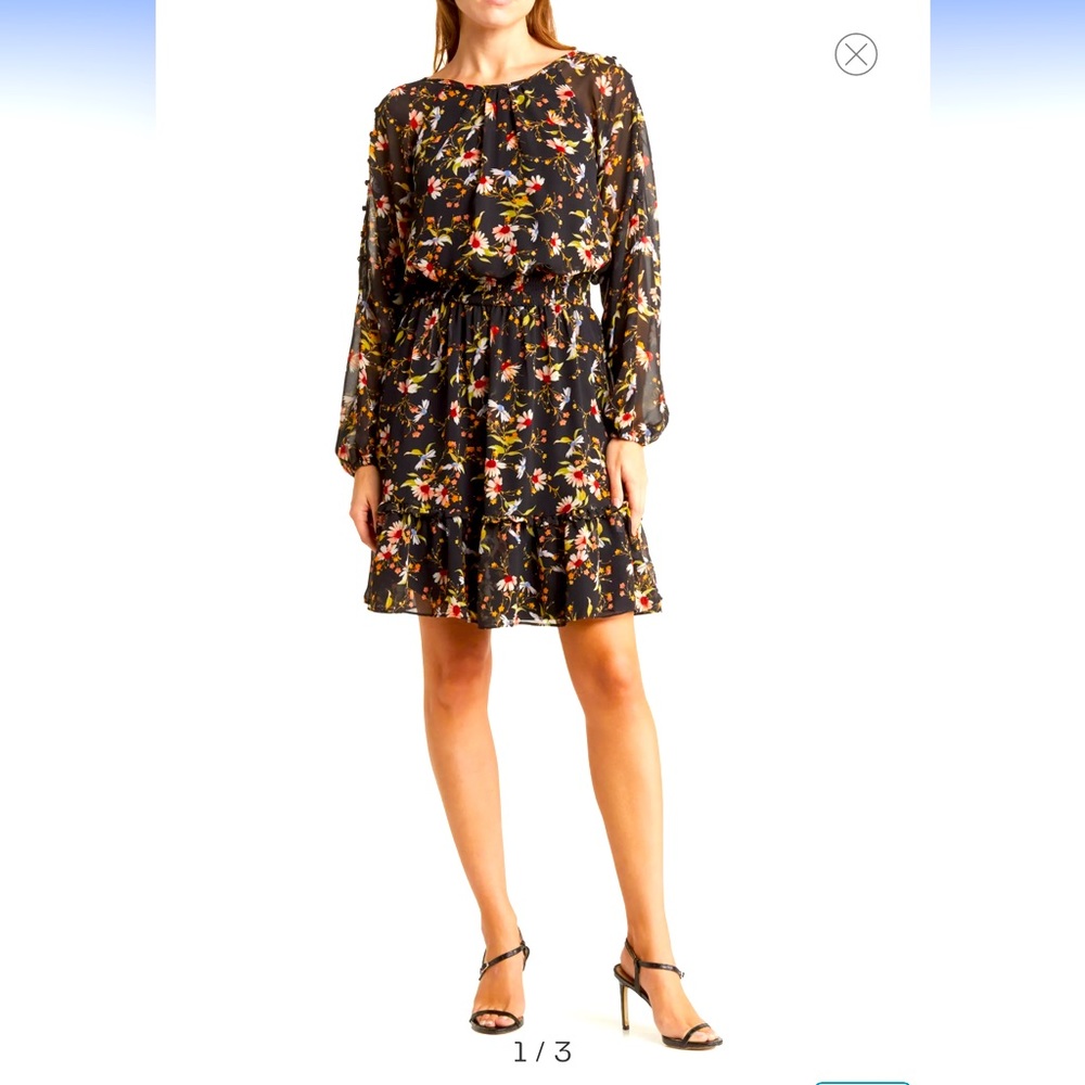 Floral print dress, 12 new with tags. Shelli Segal laundry blooming vine black